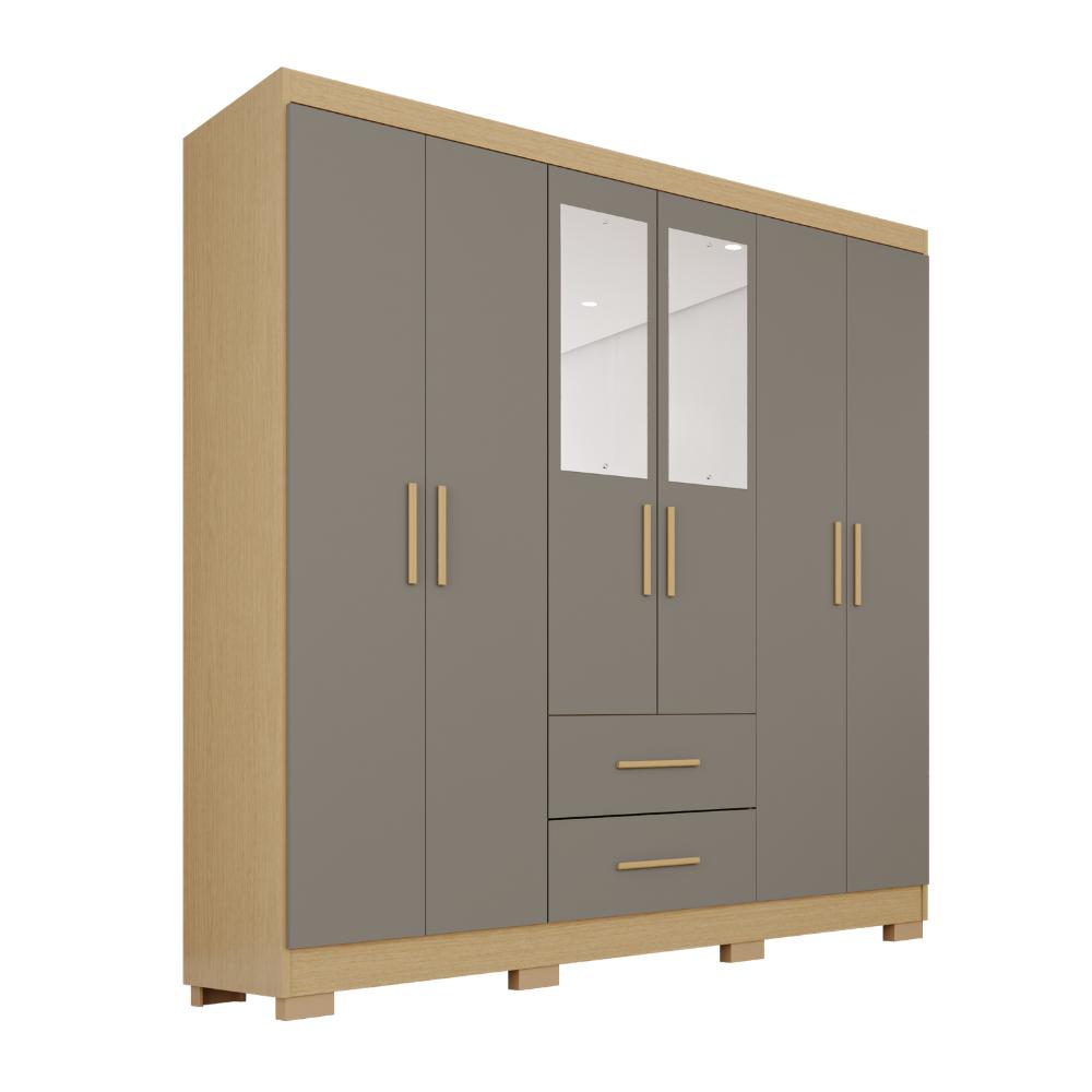Guarda-Roupa Catar Premium 6 Portas 2 Gavetas com Espelho