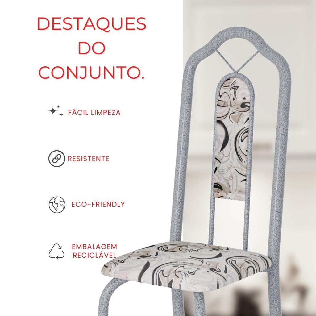 Conjunto de Mesa com 6 Cadeiras Brenda 010 | Tampo Granito Topázio 140x75cm | Mart Pérola