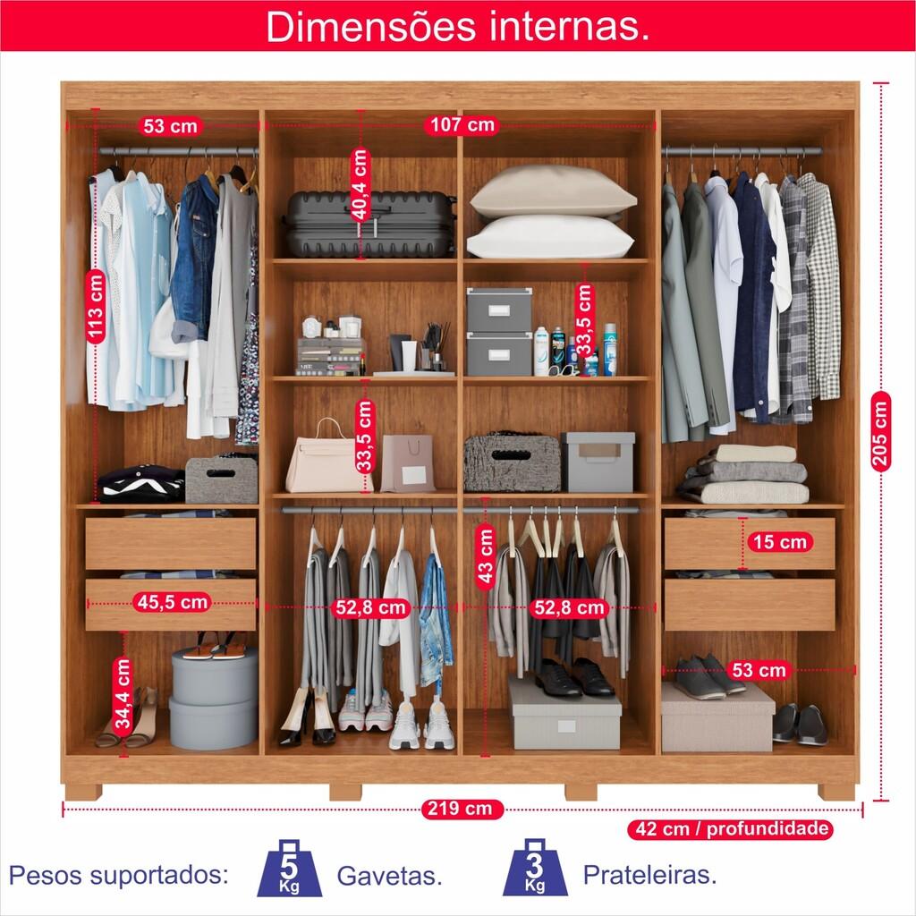 Guarda-Roupa Casal 100% MDF 8 Portas e 4 Gavetas Heros