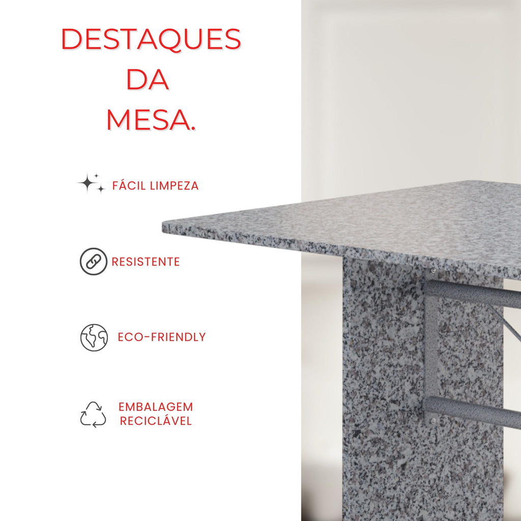 Mesa Letícia 070 – Tampo Granito Ocre 140x75cm
