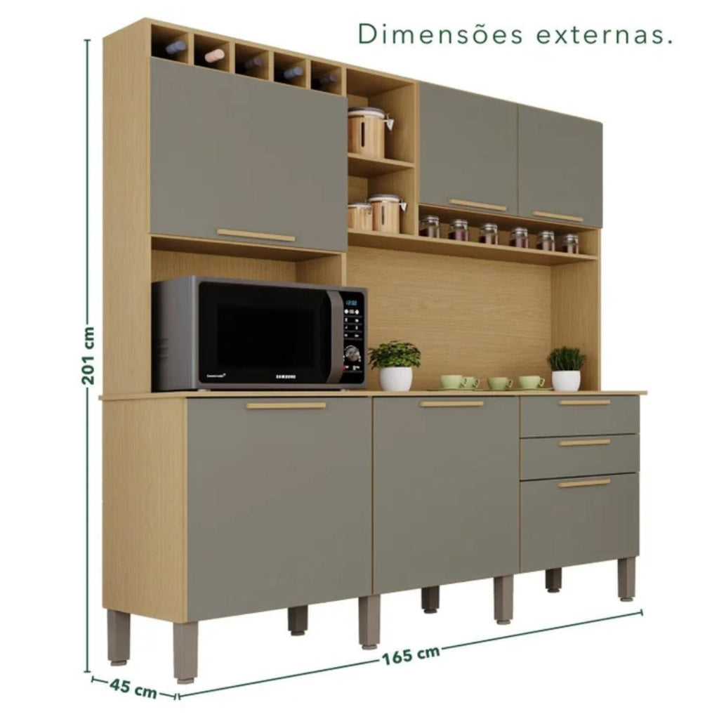 Armário de Cozinha Florença 6 Portas e 2 Gavetas