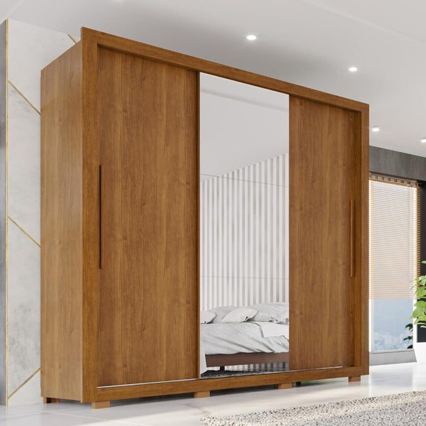 Guarda-Roupa Casal Luna 3 Portas de Correr 4 Gavetas com Espelho