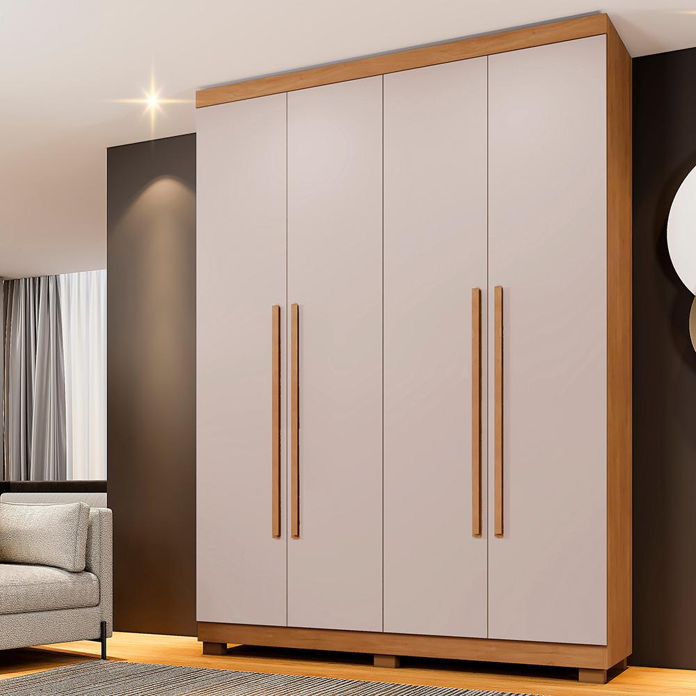 Guarda-Roupa New Supremo 4 Portas e 3 Gavetas Cinamomo/Off