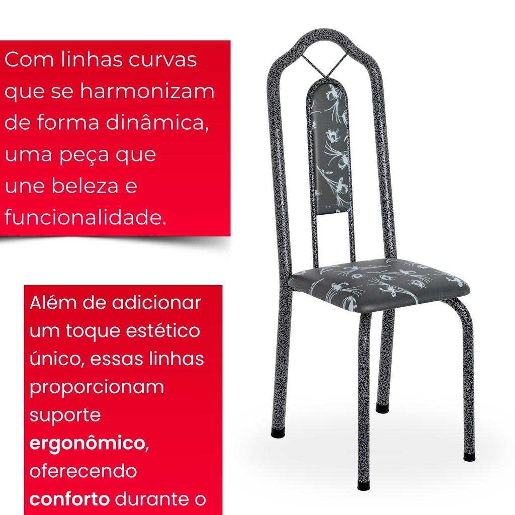Conjunto de Mesa Brenda com 6 Cadeiras | Tampo Granito Topázio 140x75cm | Mart Prata