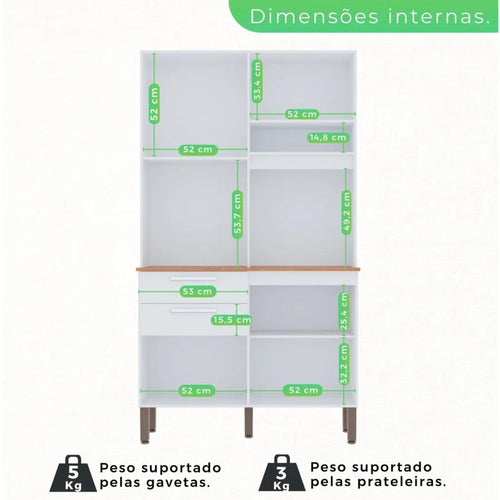 Armário De Cozinha Monâco 5 Portas e 2 Gavetas