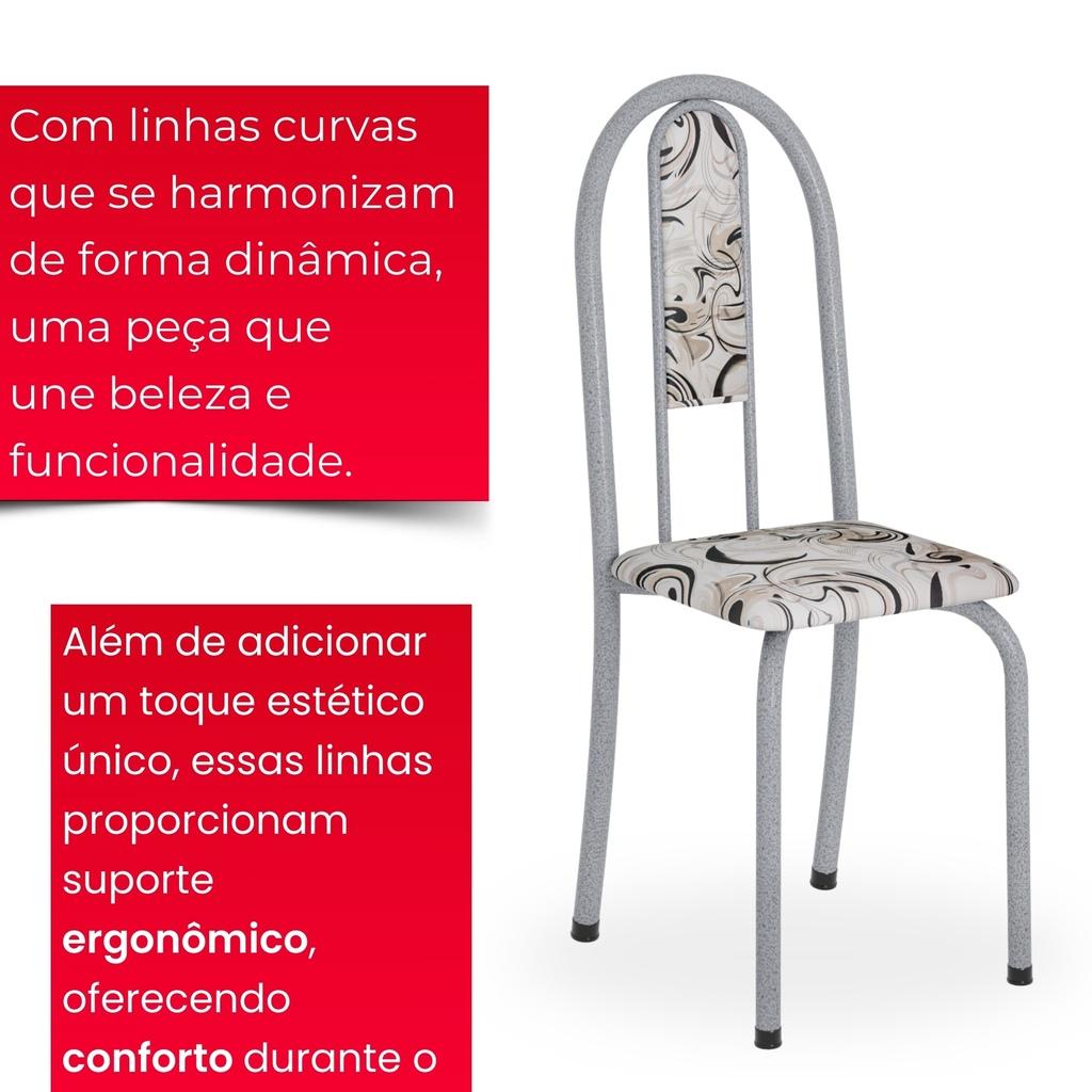 Conjunto de Mesa Tubular Mart Pérola 4 Cadeiras 100x60cm – Tampo Granito Topázio | Isabel 020