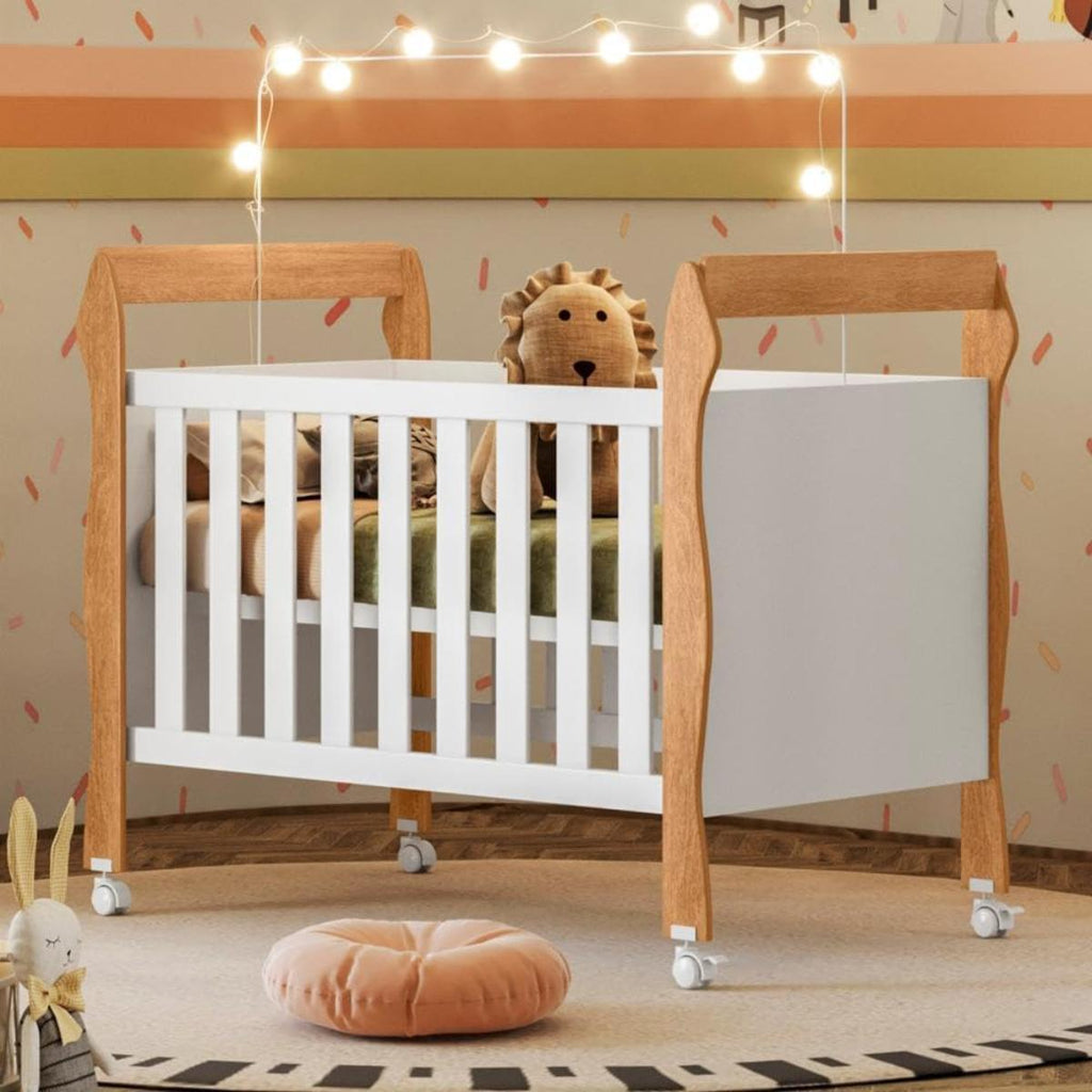 Mini Berço Americano 3 em 1 | Berço, Cama e Sofá | MDF | Branco/Cinamomo