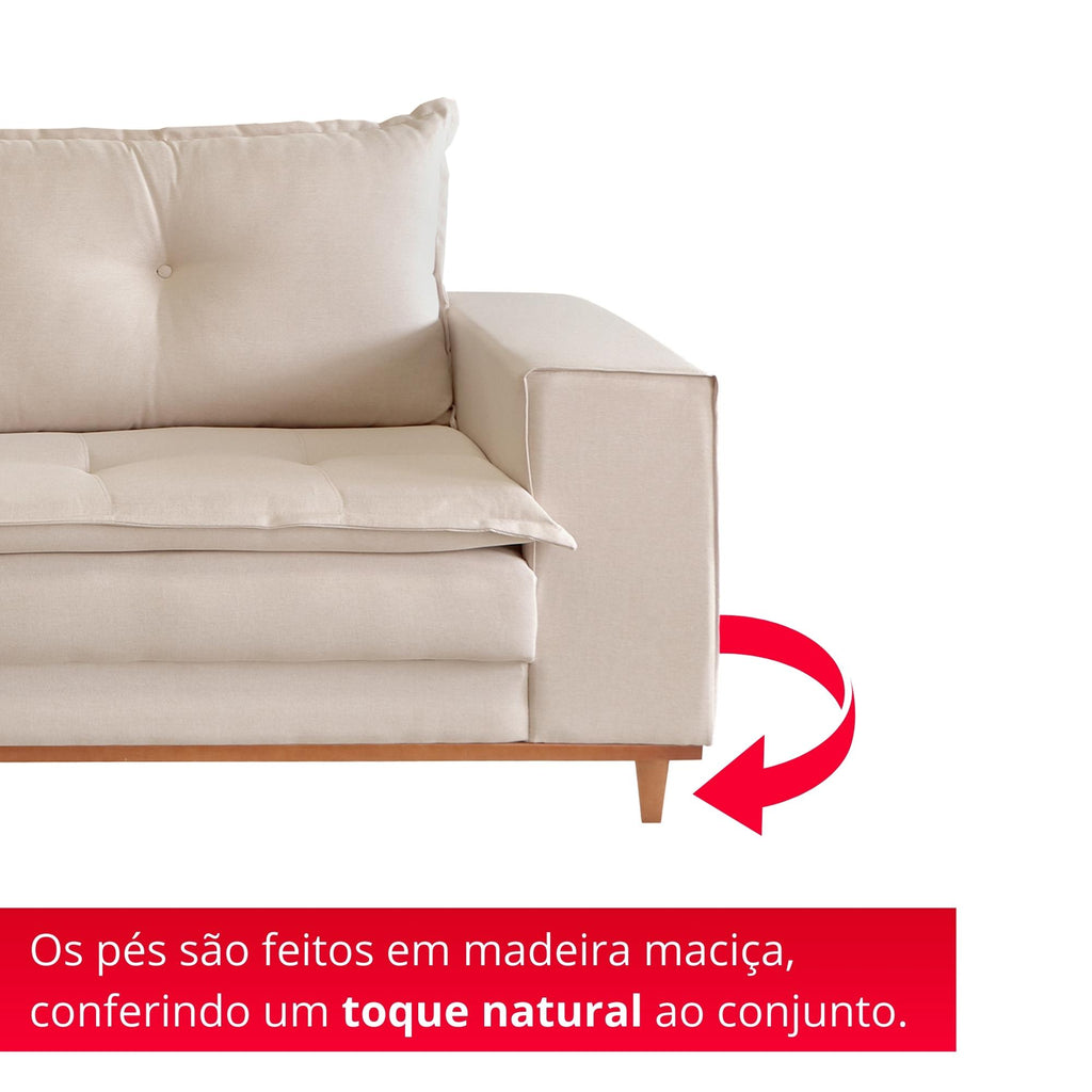 Sofá 2 Lugares Bellagio 2,00m | Revestimento Linho | Bege