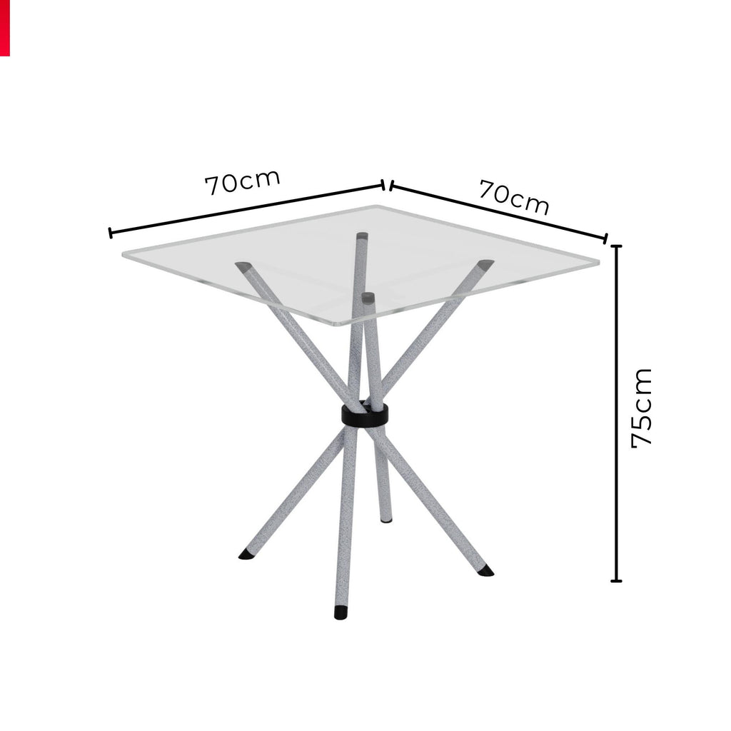 Mesa Isabel 048 – Tampo de Vidro Incolor 70x70cm