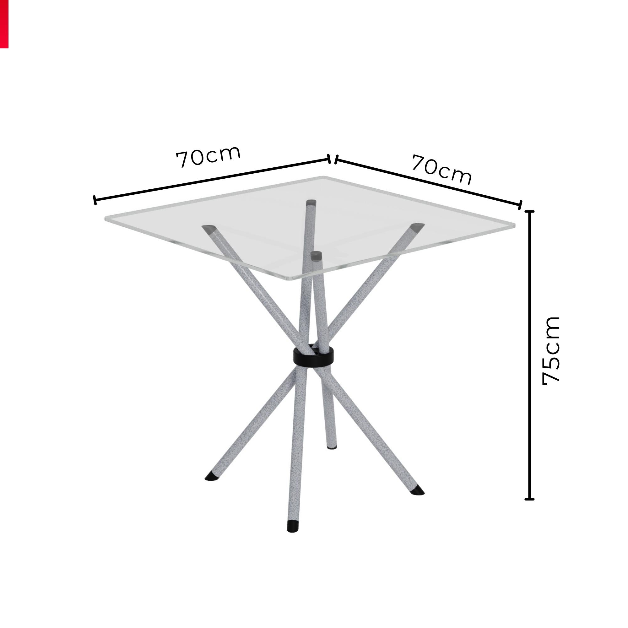 Mesa Isabel 048 – Tampo de Vidro Incolor 70x70cm