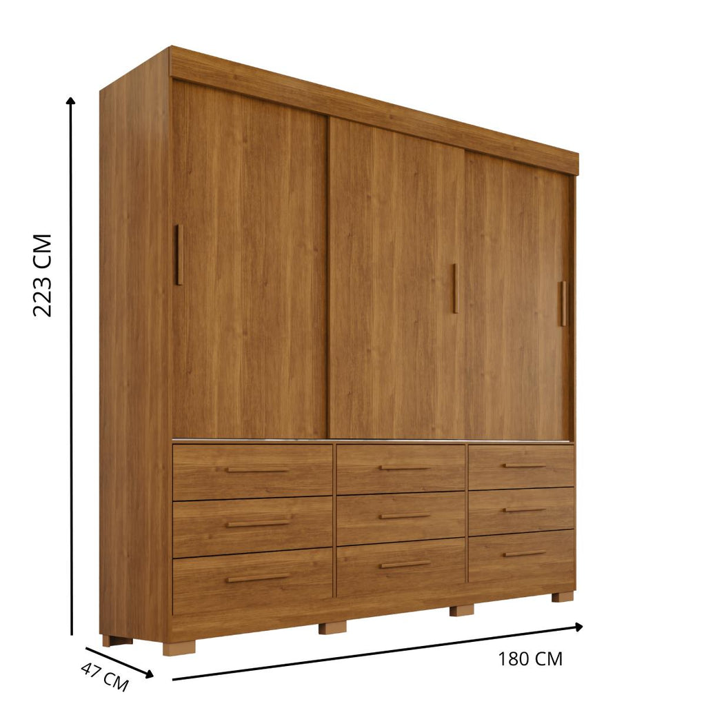 Guarda-Roupa Casal Montreal 3 Portas 9 gavetas
