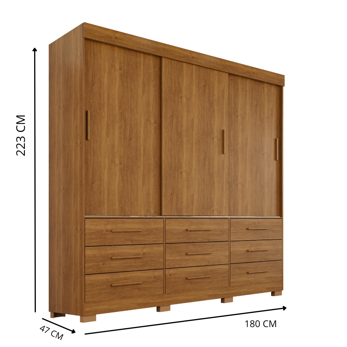 Guarda-Roupa Casal Montreal 3 Portas 9 gavetas