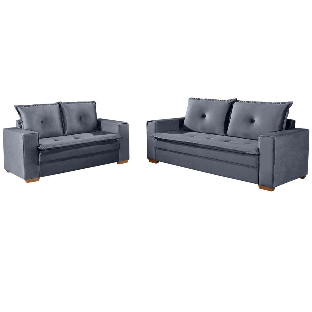 Conjunto de Sofás Unique 2 + 3 Lugares | Revestimento Suede | 1,60m e 2,10m