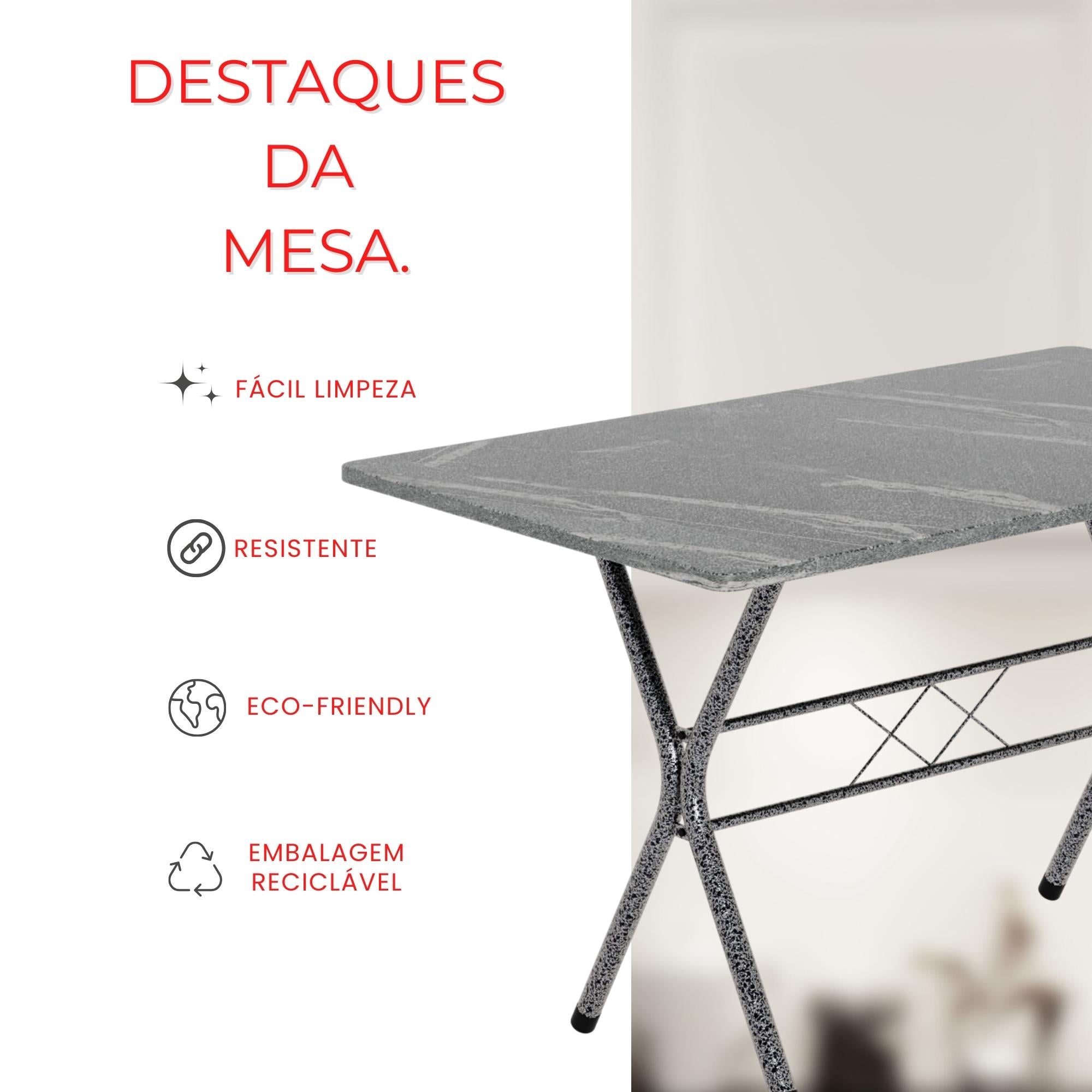 Mesa Helena – Tampo Granito Topázio 120x75cm