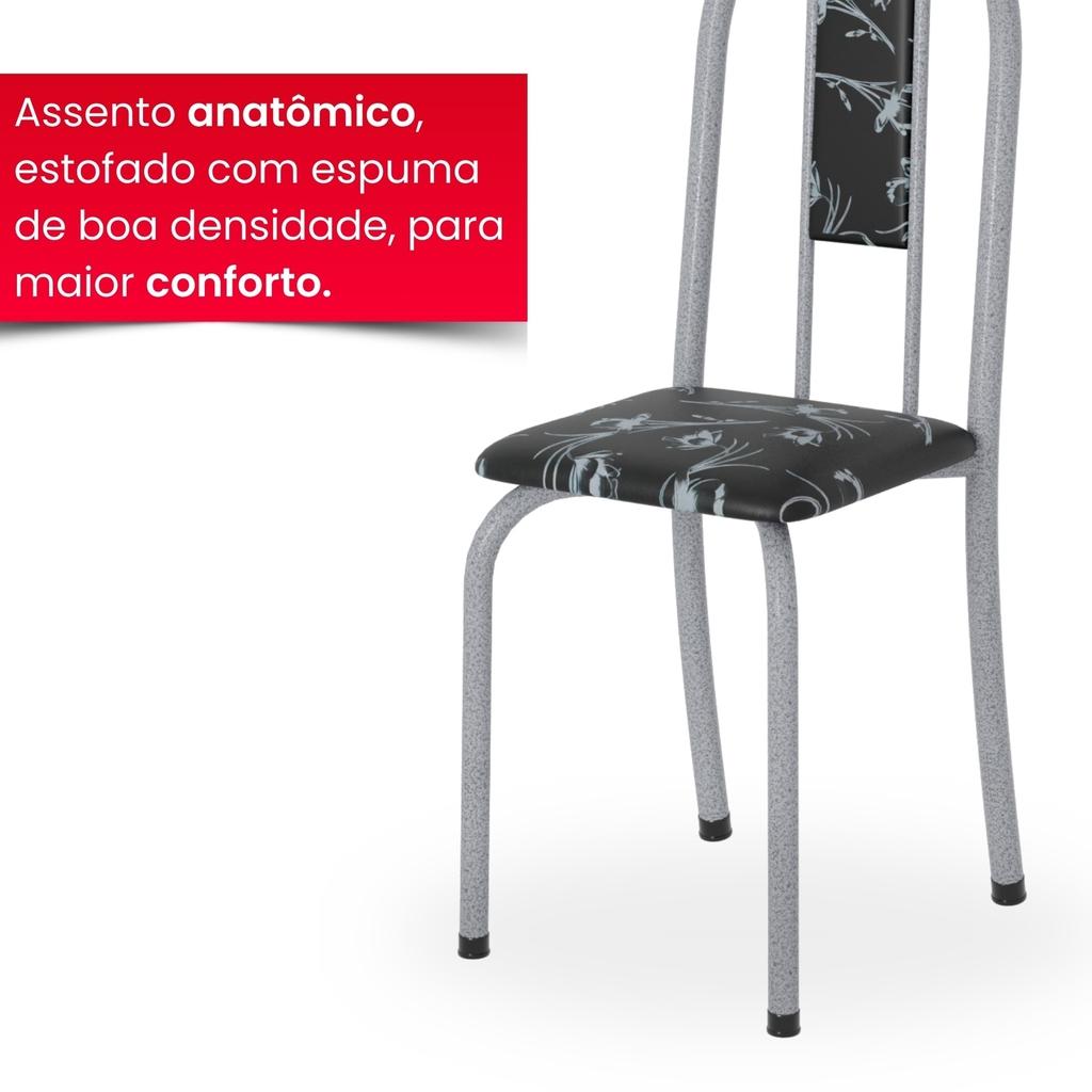 Conjunto de Mesa Tubular Mart Perola 4 Cadeiras 70x70cm – Tampo Granito Topázio | Isabel 030