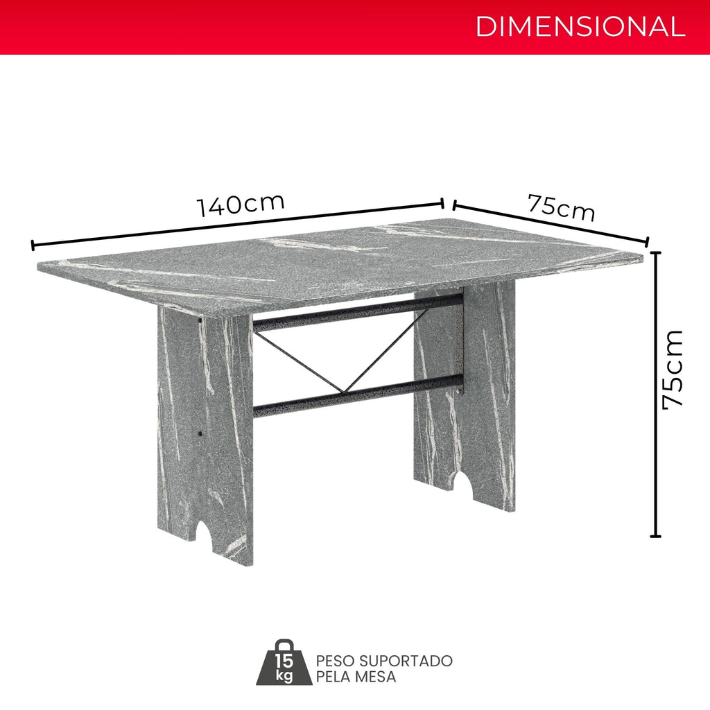 Mesa 070 Leticia - Granito Topázio 140x75cm