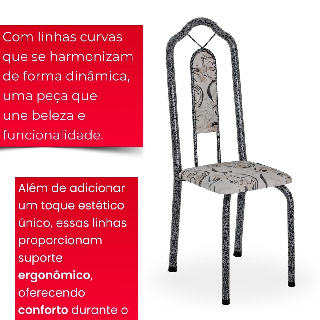 Conjunto de Mesa Brenda com 6 Cadeiras | Tampo Granito Topázio 140x75cm | Mart Prata