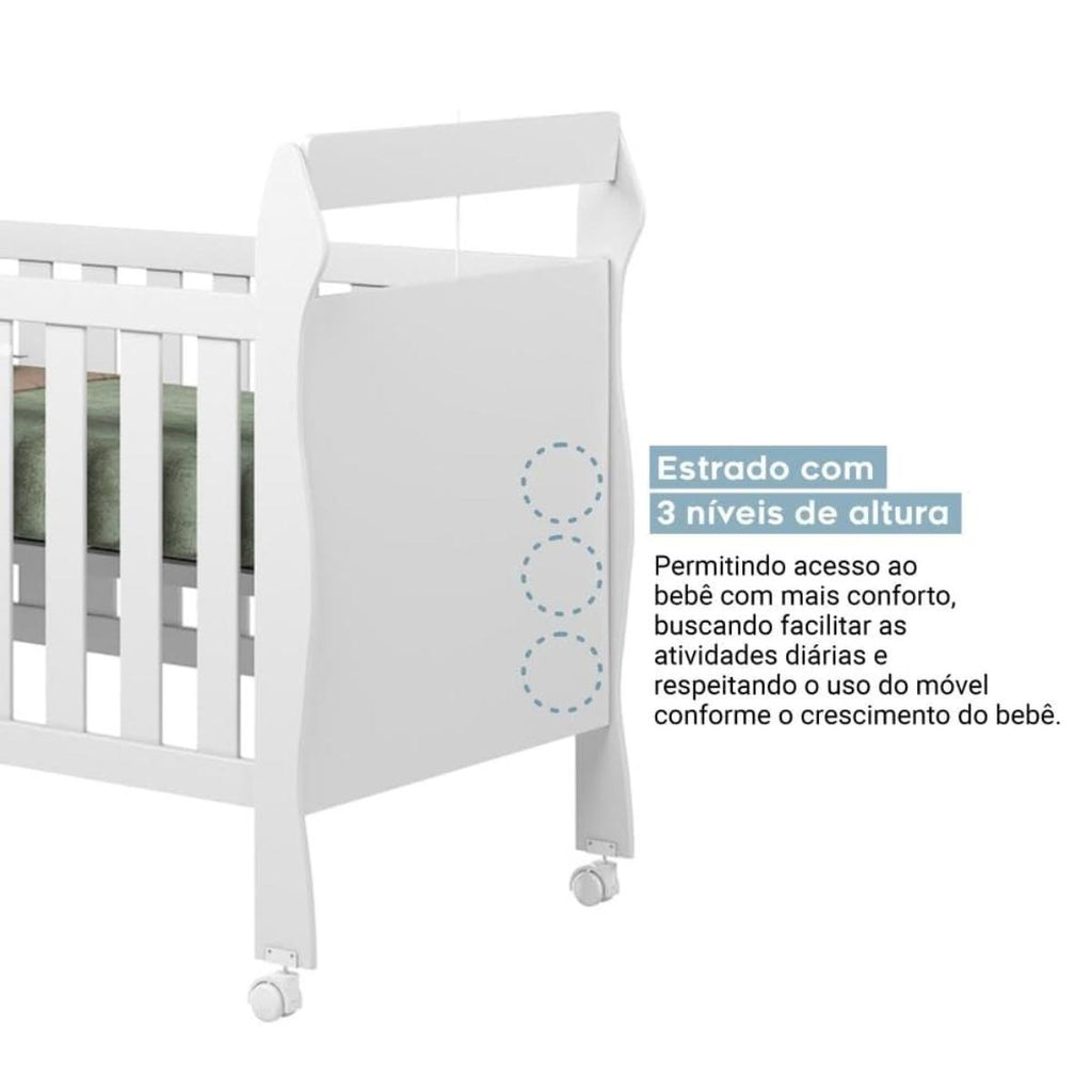 Mini Berço Americano 3 em 1 | Berço, Cama e Sofá | MDF | Branco
