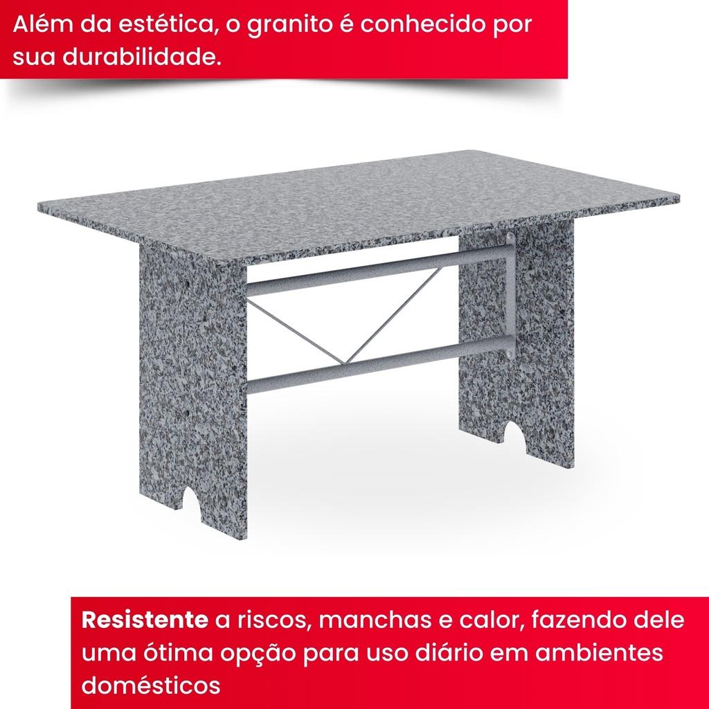 Conjunto de Mesa Letícia 070 com 6 Cadeiras | Tampo Granito Ocre 140x75cm | Mart Pérola