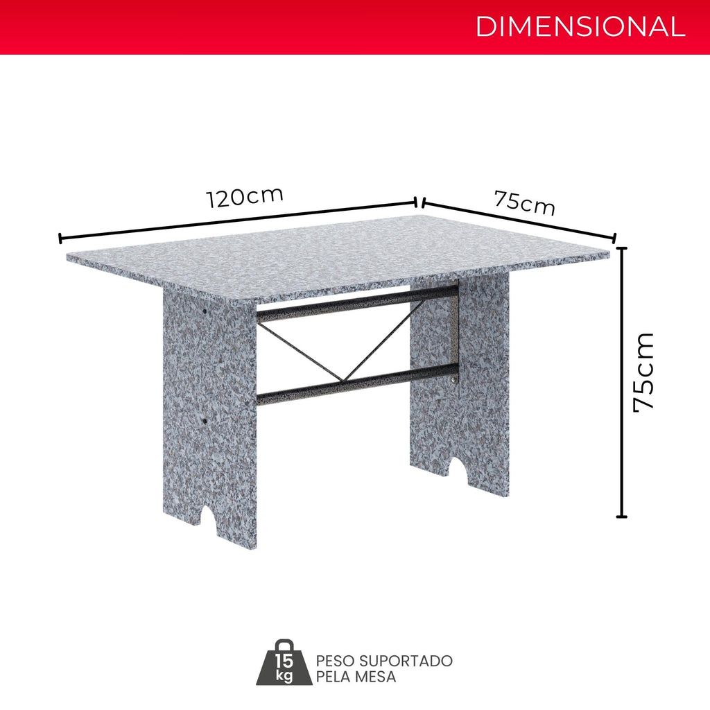 Mesa Letícia 070 – Tampo Granito Ocre 120x75cm