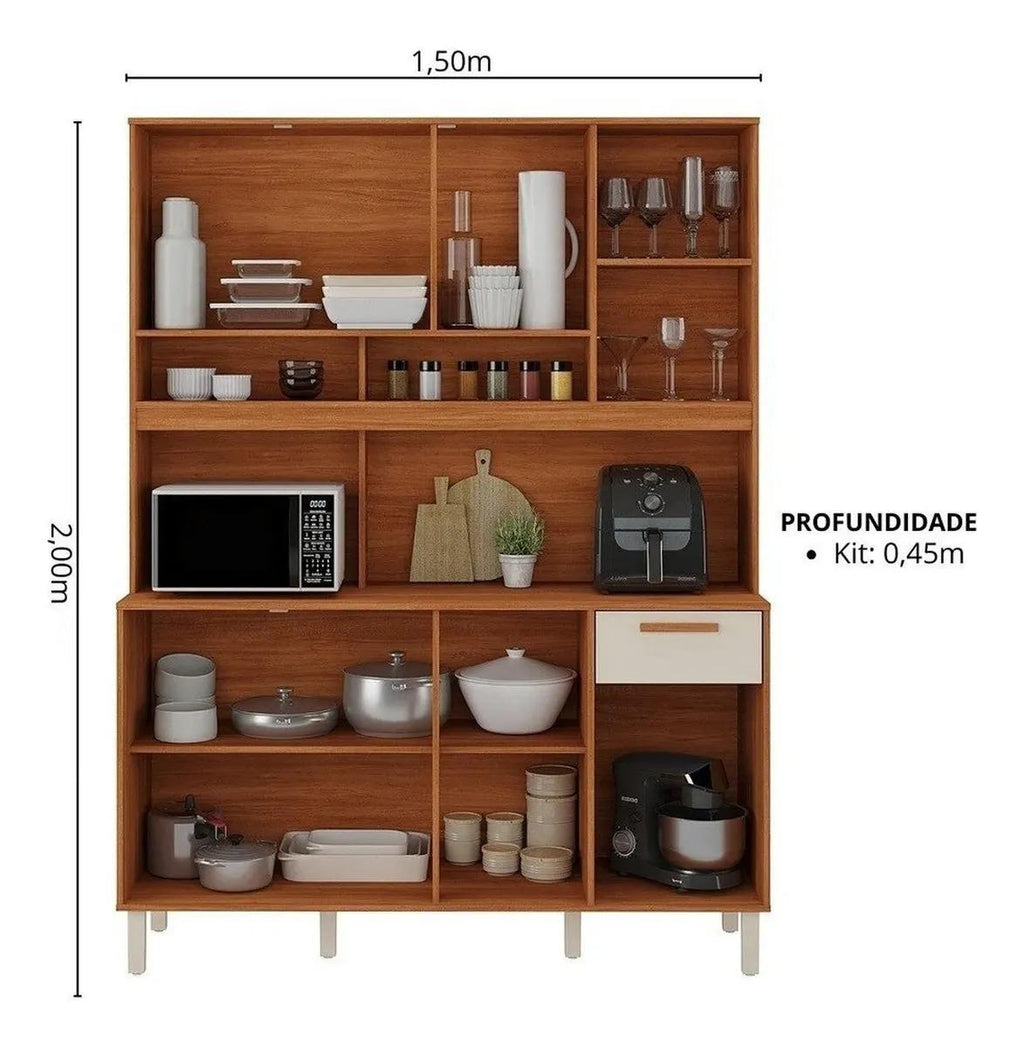 Cozinha Compacta 8 Portas 1 Gaveta 150cm Com Nicho Itafriz- Itatiaia