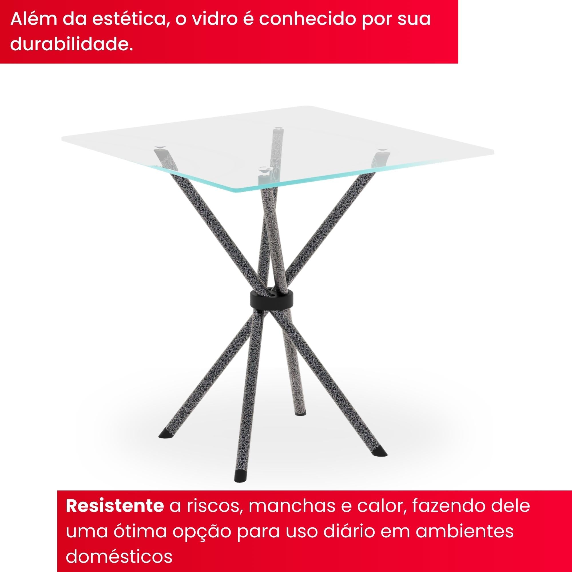 Mesa Isabel 048 – Tampo de Vidro Incolor 70x70cm