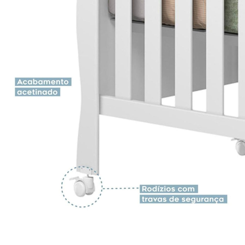 Mini Berço Americano 3 em 1 | Berço, Cama e Sofá | MDF | Branco