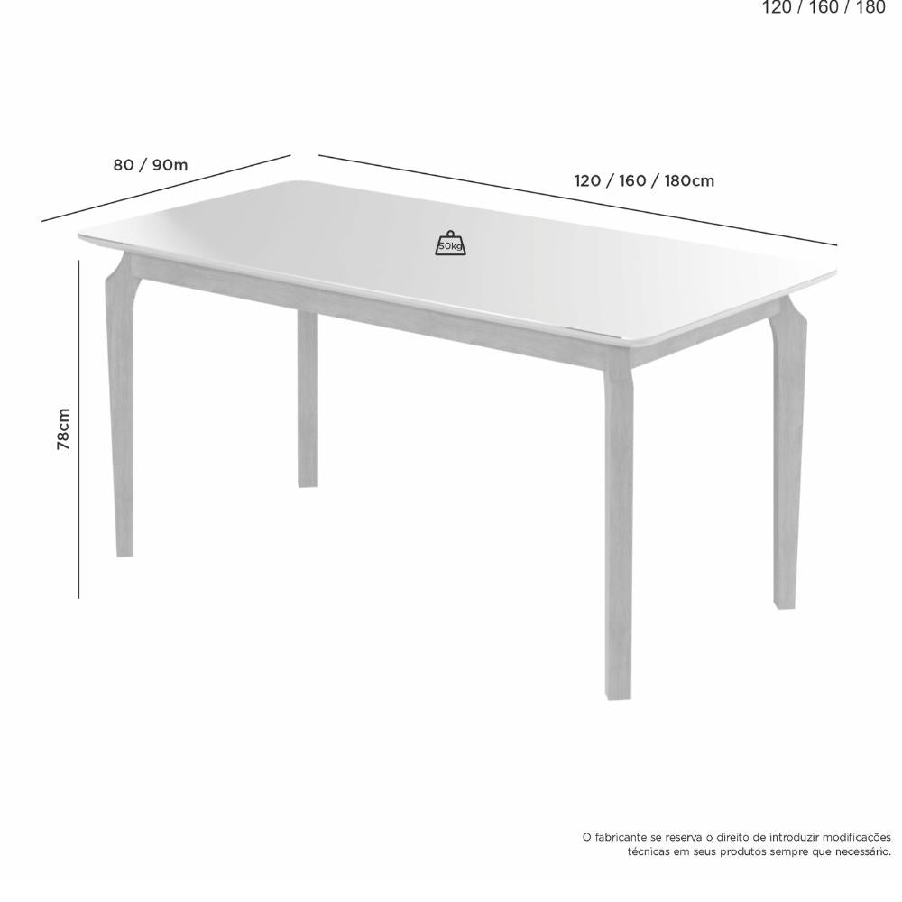 Mesa de Jantar Lyz 120x80 Tampo Amadeirado em MDF