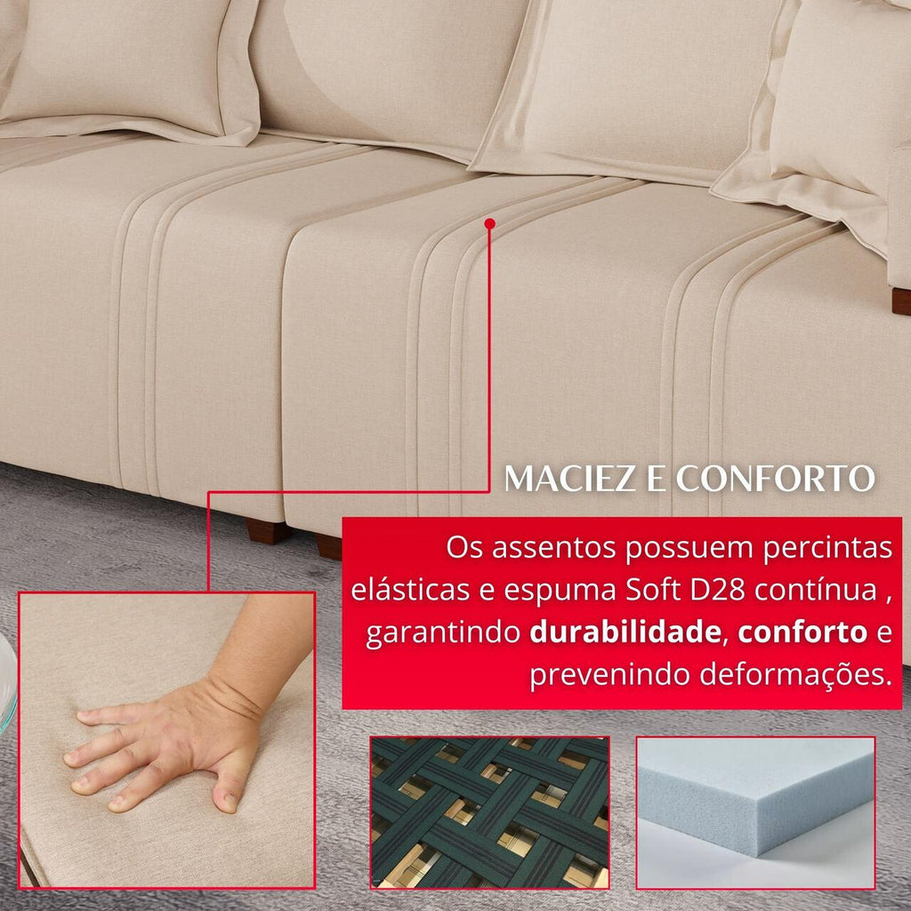 Sofá 2 Lugares Bellagio 2,00m | Revestimento Linho | Bege