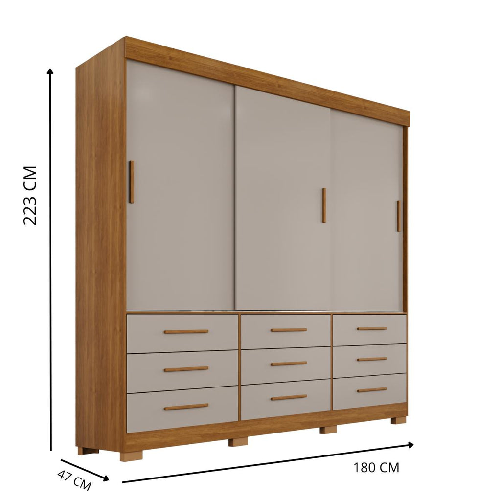Guarda-Roupa Casal Montreal 3 Portas 9 gavetas