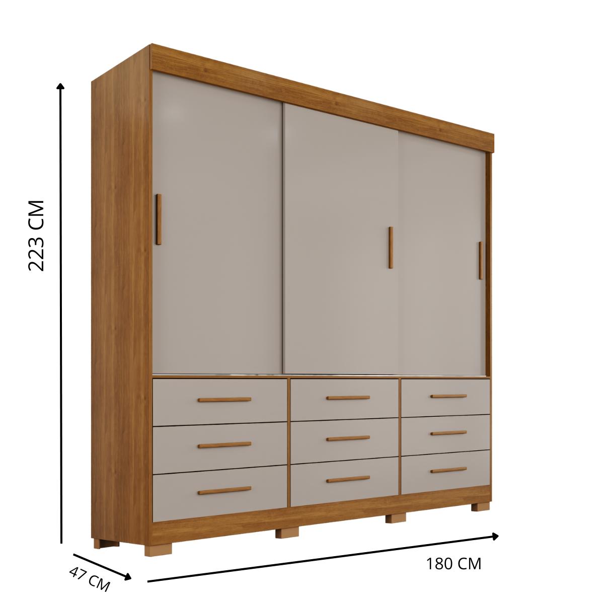 Guarda-Roupa Casal Montreal 3 Portas 9 gavetas