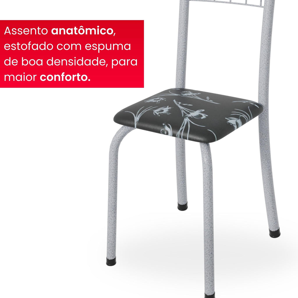 Kit 6 Cadeiras Mel | Aço + Assento Estofado Couríssimo | Até 120kg