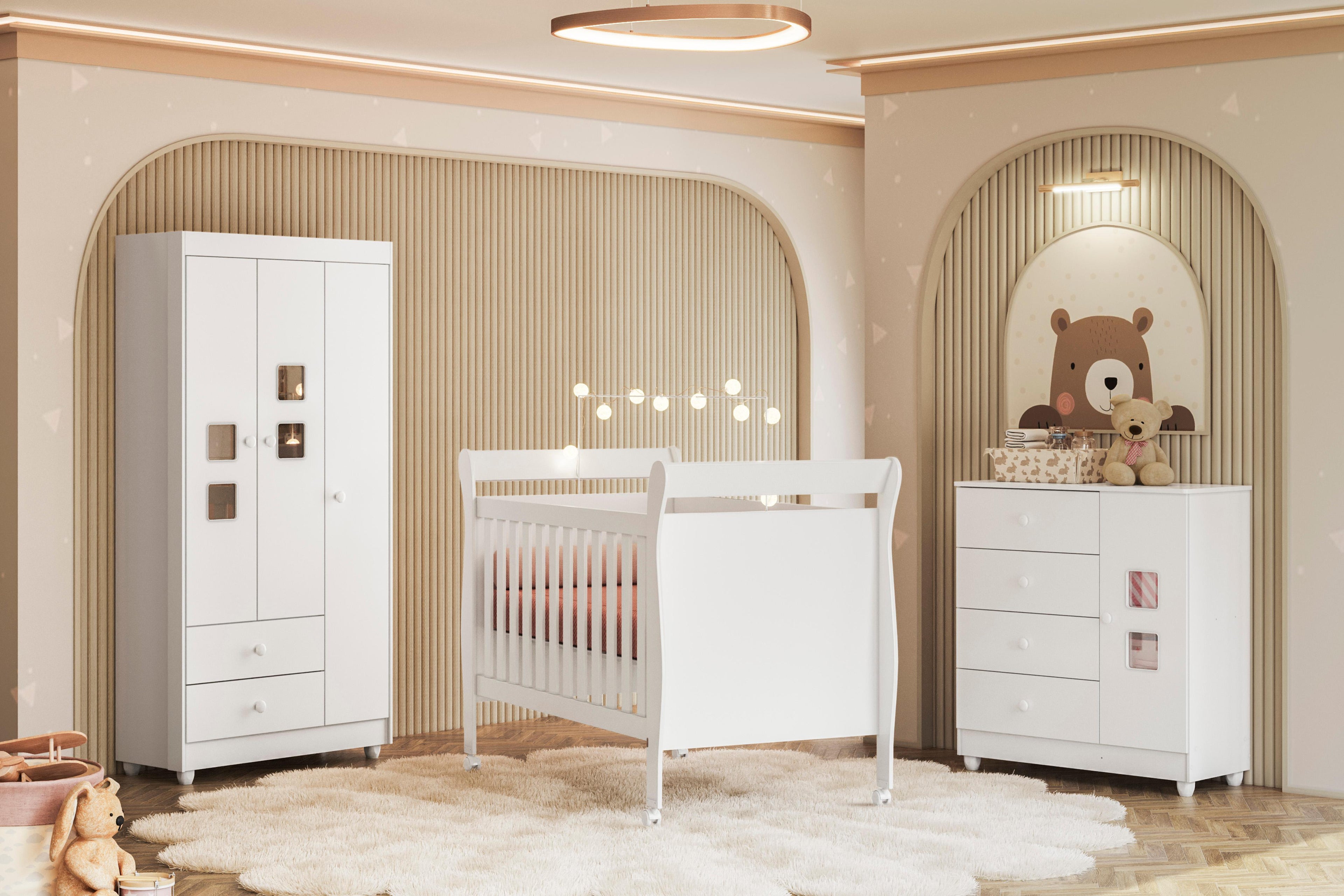 Berço Minicama Doce Sonho Branco | MDF | Converte em Minicama