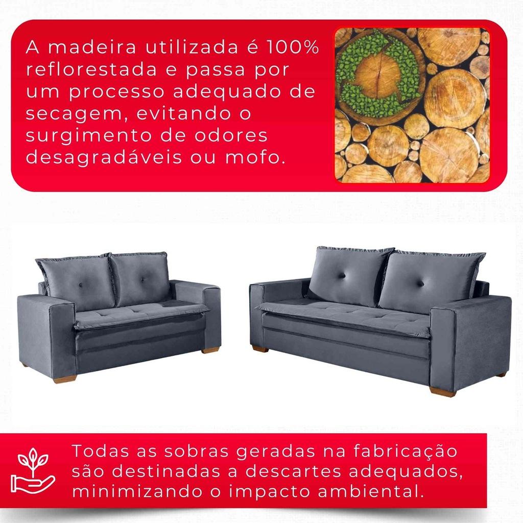 Conjunto de Sofás Unique 2 + 3 Lugares | Revestimento Suede | 1,60m e 2,10m