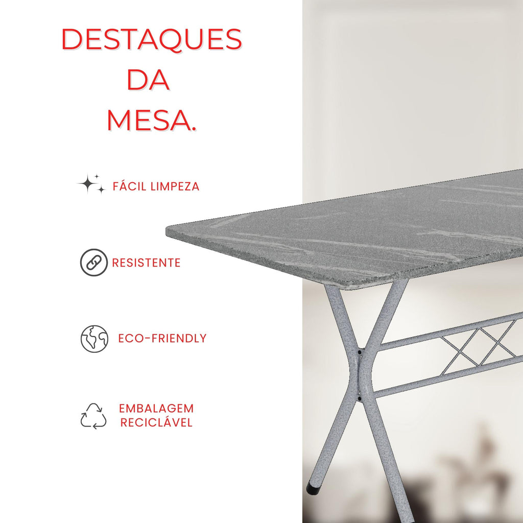 Mesa Helena – Tampo Granito Ocre 140x75cm