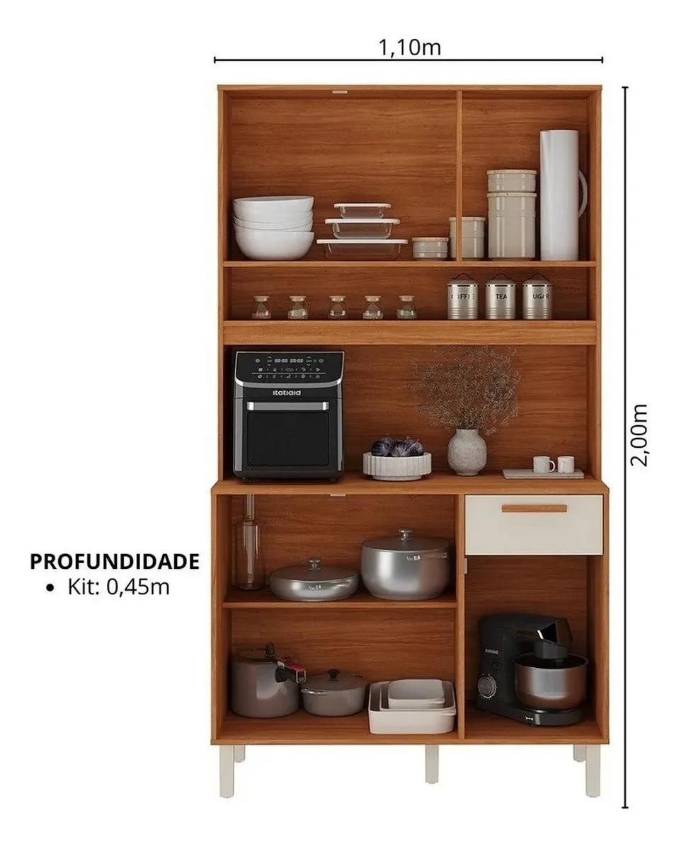 Cozinha Compacta 6 Portas 1 Gaveta 110cm  Com Nicho Itaflriz- Itatiaia