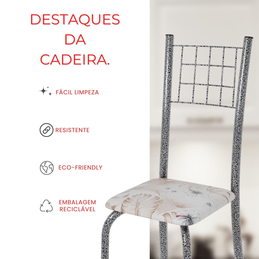 Kit 6 Cadeiras Mel | Aço + Assento Estofado Couríssimo | Até 120kg