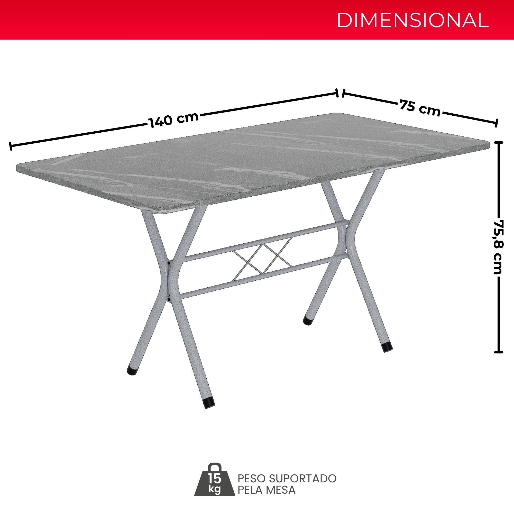 Mesa Helena – Tampo Granito Ocre 140x75cm