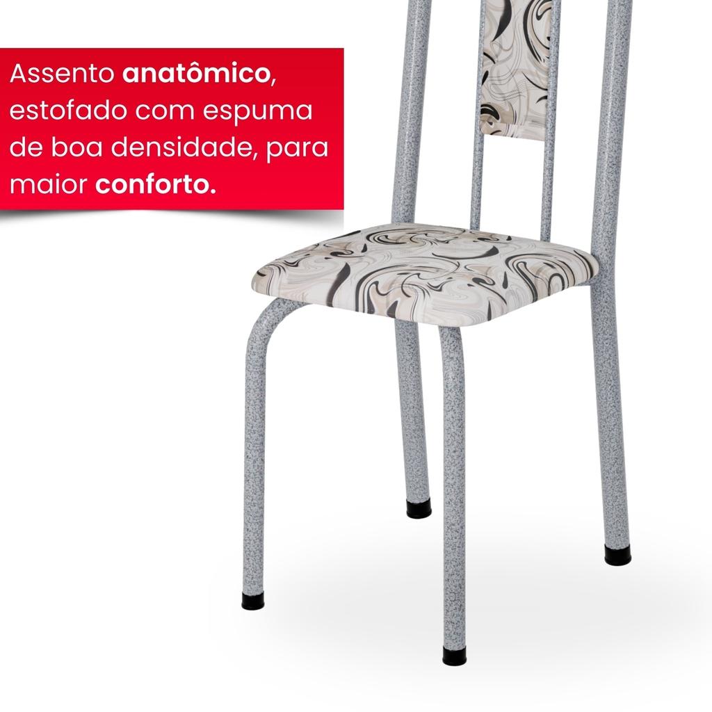 Conjunto de Mesa Tubular Mart Perola 4 Cadeiras 120x75cm – Tampo Granito Topázio | Brenda 010