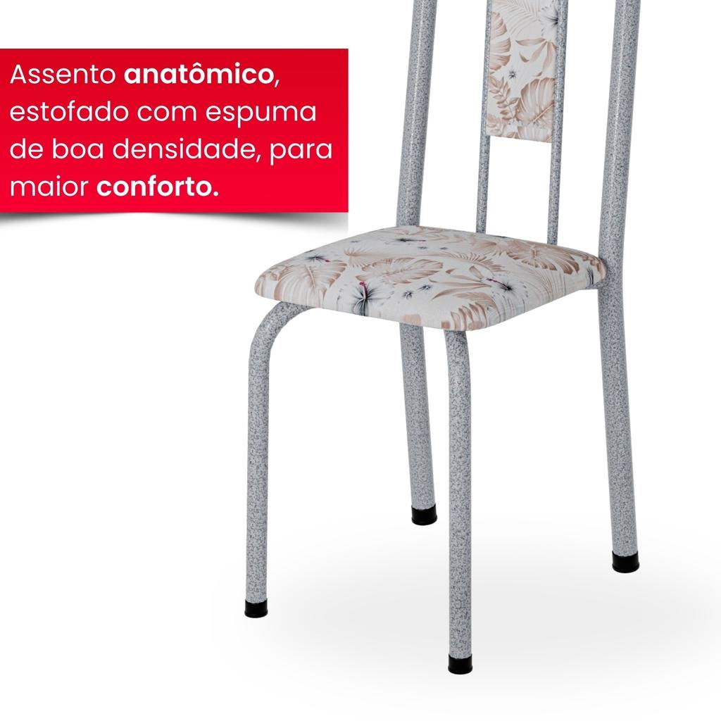 Conjunto de Mesa Tubular Mart Perola 4 Cadeiras 120x75cm – Tampo Granito Topázio | Brenda 010