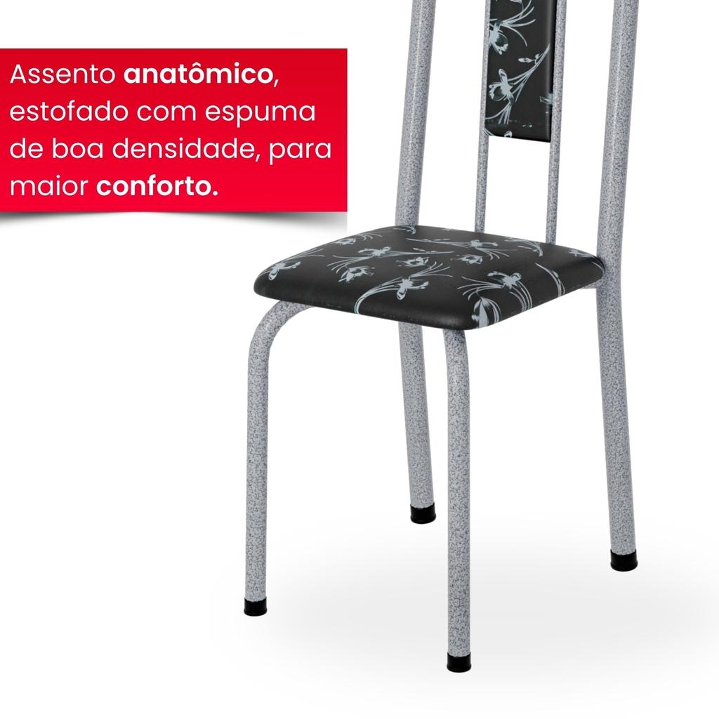 Conjunto de Mesa Tubular Mart Perola 4 Cadeiras 120x75cm – Tampo Granito Topázio | Brenda 010
