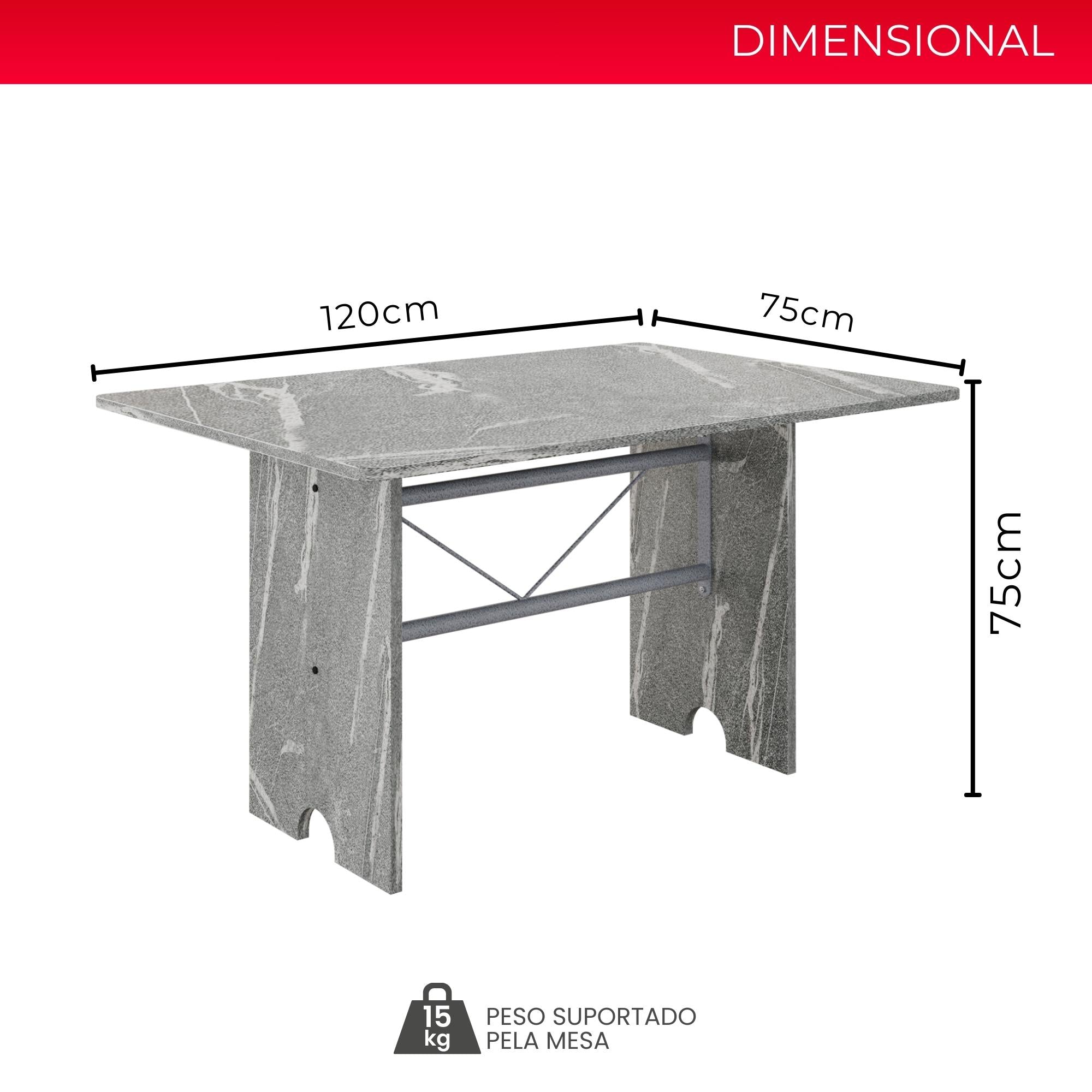 Mesa Letícia 070 – Tampo Granito Topázio 120x75cm