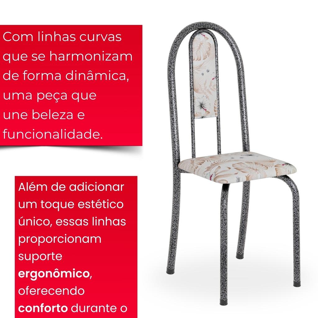 Conjunto de Mesa Tubular Mart Prata 4 Cadeiras 100x60cm – Tampo Granito Topázio | Isabel 020
