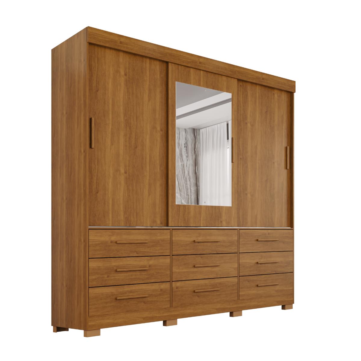 Guarda-Roupa Casal Montreal 3 Portas 9 Gavetas com Espelho