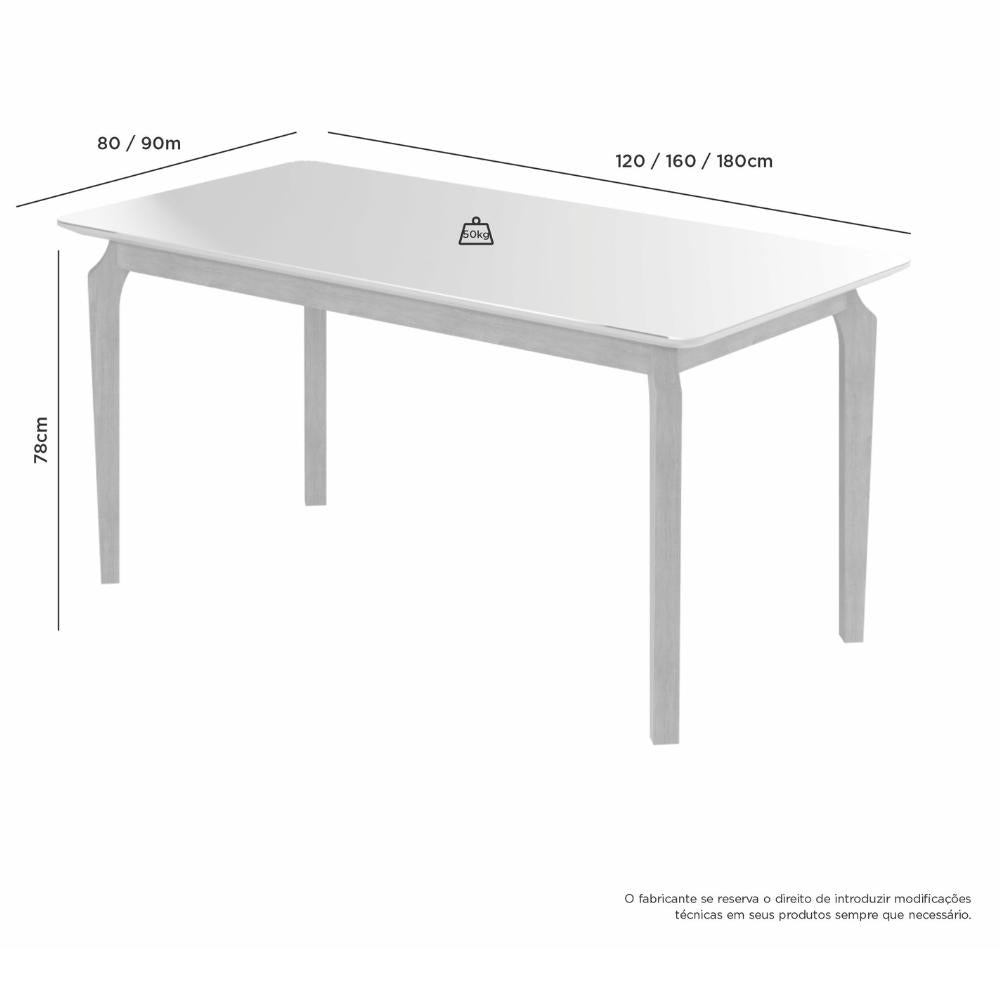Mesa de Jantar Lyz 160x80 MDF e  6  Cadeiras Turmalina