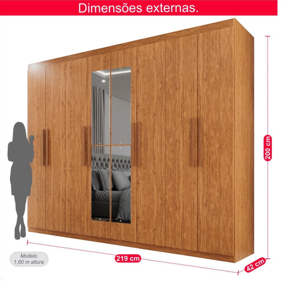 Guarda-Roupa Casal  8 Portas e 4 Gavetas Herrera Com Espelho
