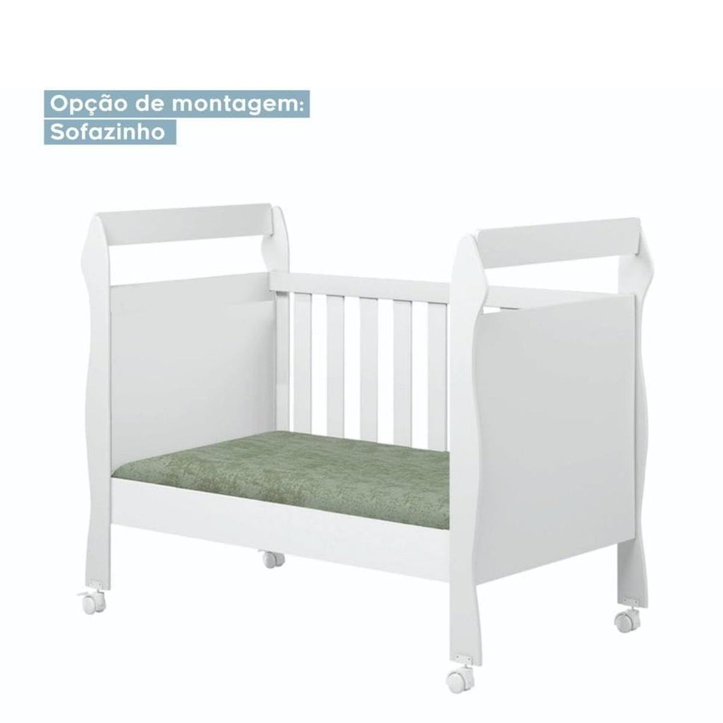 Mini Berço Americano 3 em 1 | Berço, Cama e Sofá | MDF | Branco