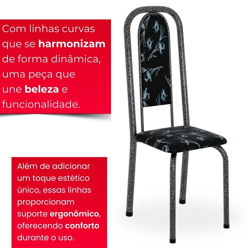 Conjunto de Mesa Tubular Mart Prata 4 Cadeiras 120x75cm – Tampo Granito Ocre | Letícia 070