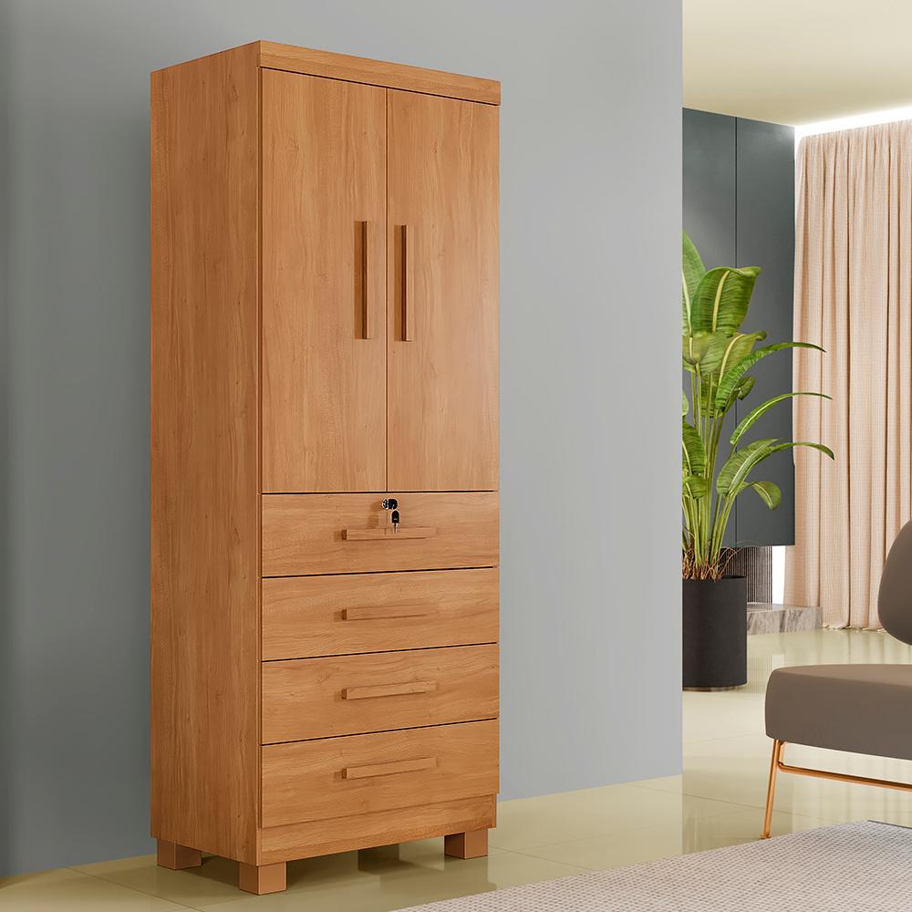 Armário Multiuso New Aurora 2 Portas 4 Gavetas - Cinamomo