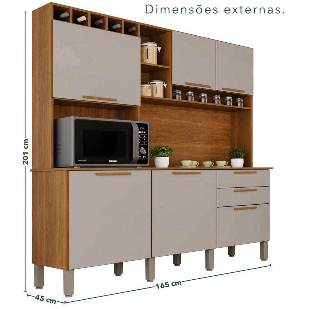 Armário de Cozinha Florença 6 Portas e 2 Gavetas